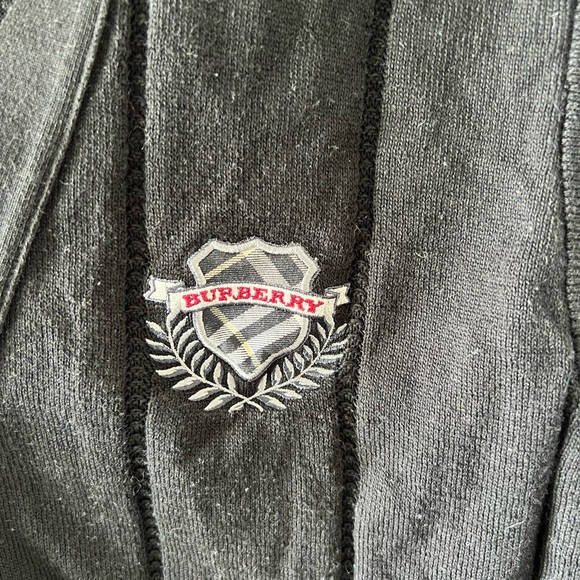 VTG Burberry Golf Made Grey Blue Sleeveless Sweater Vest Extra Fine Merino Wool - Picture 2 of 6